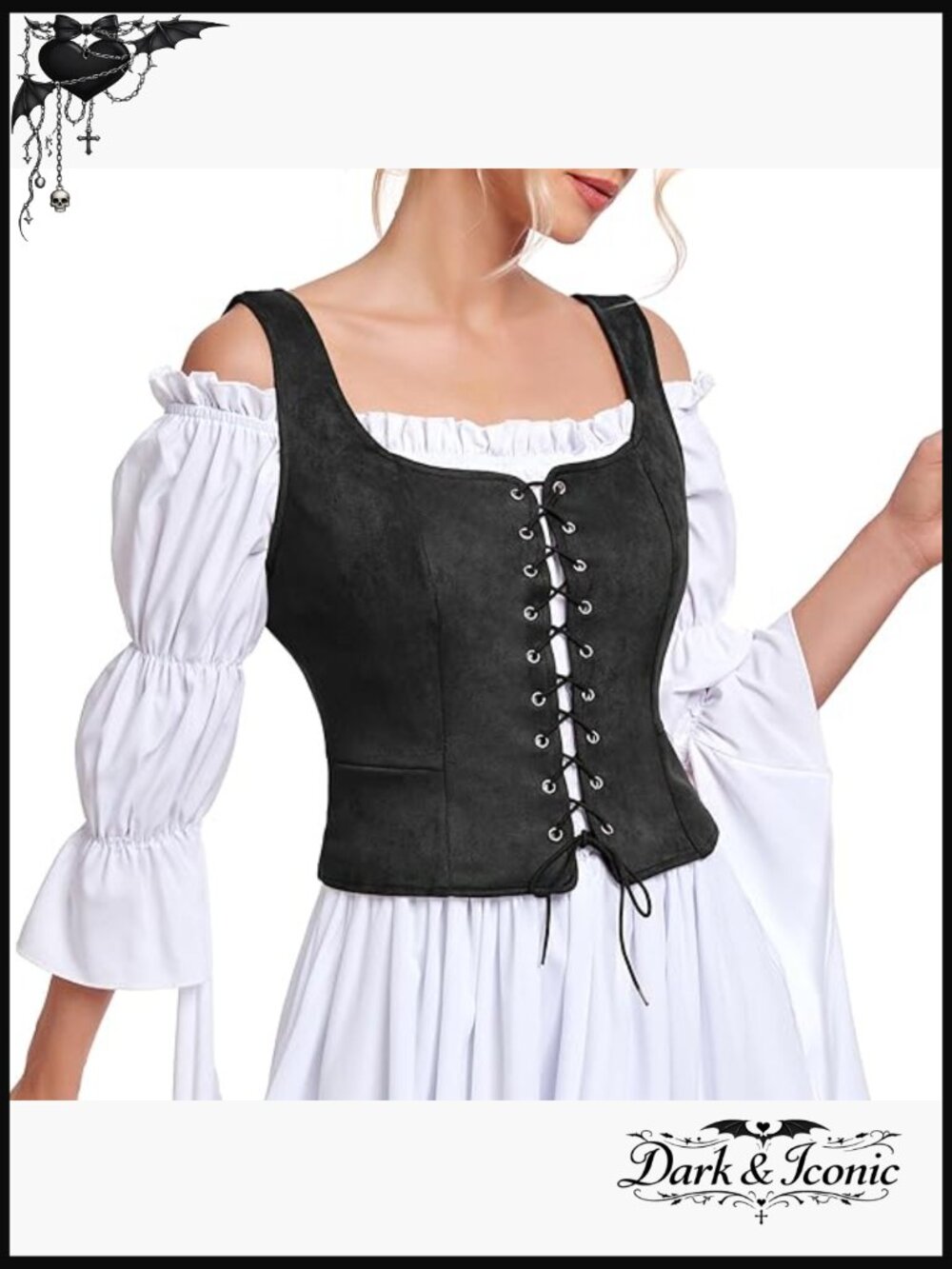 Renaissance Corset Vest Pirate Costume Medieval Lace Up Top - Picture 1 of 7